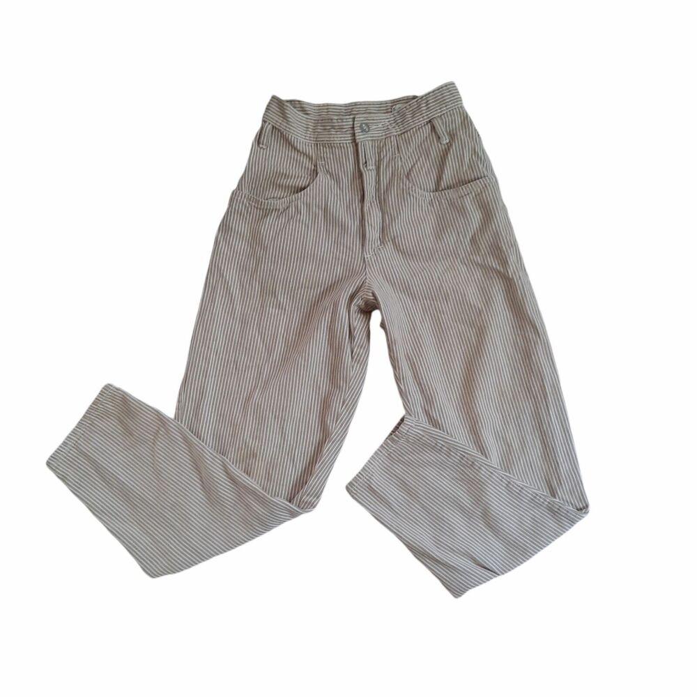 Vintage 1980s Esprit Sport Women's High Waisted Striped Pants Tapered Size 3/4